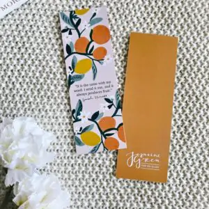 Fruitful hand lettered bookmark
