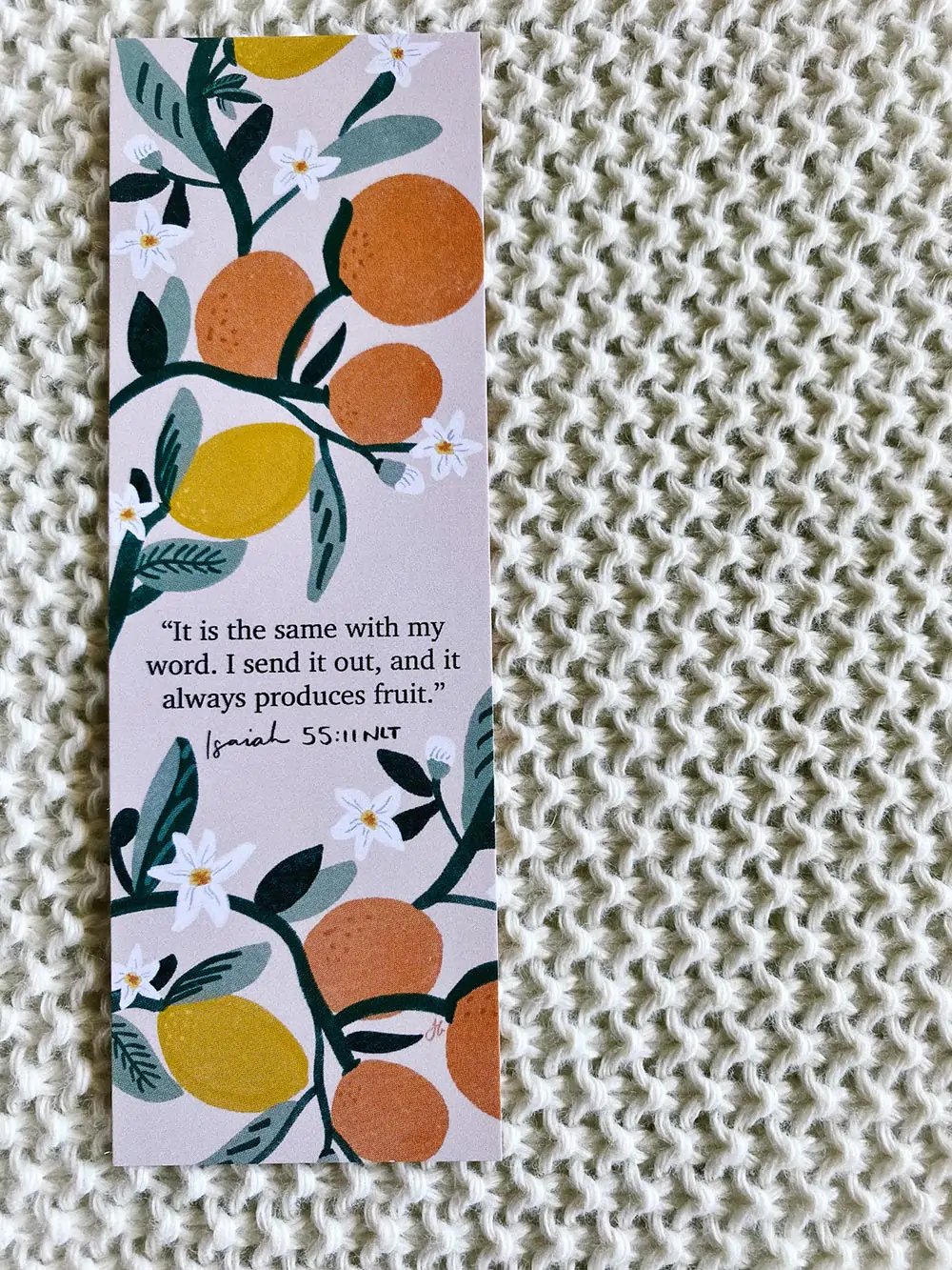 Fruitful hand lettered bookmark