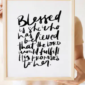 Blessed is She Brush Lettering Scripture Art Print