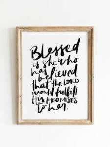 Blessed is she brush art print