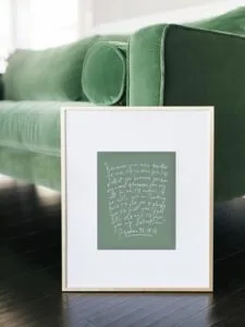 Psalm 91 Art Print with Sage Green background