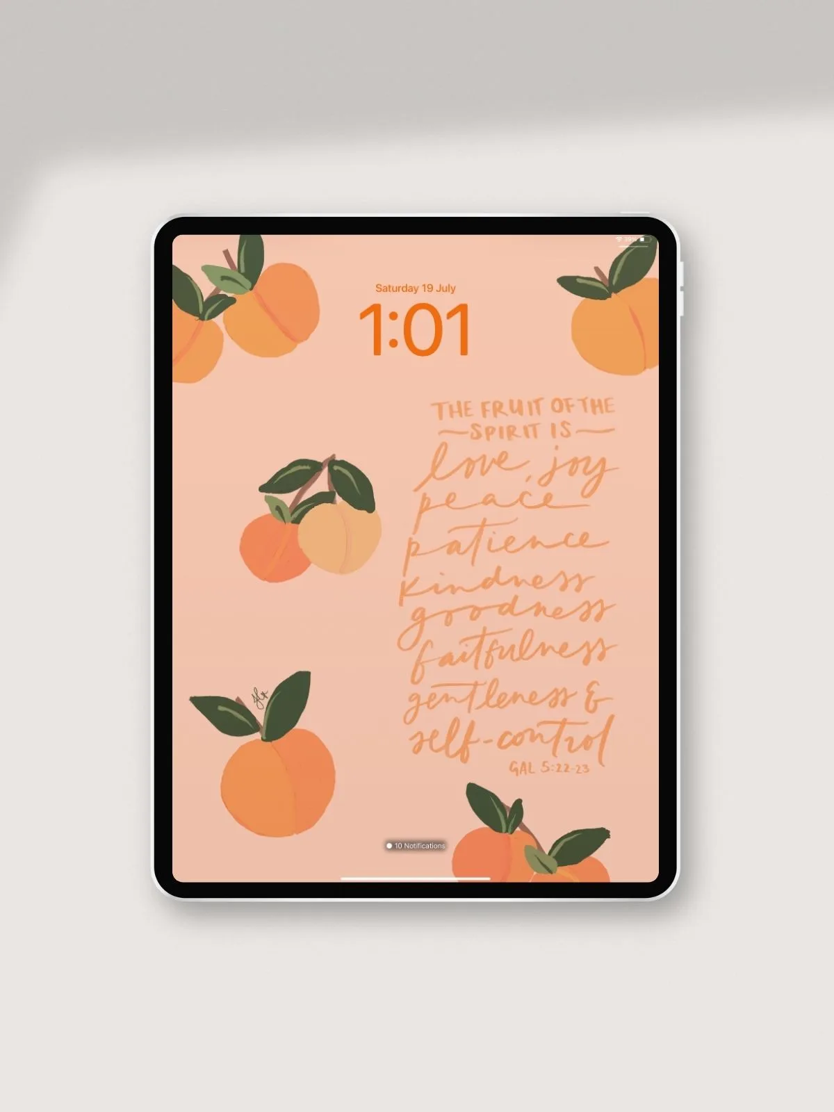 Hand letted and illustrated Fruit of the Spirit iPad Wallpaper by Jasmine Green